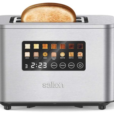 Salton Wide Slots Touchscreen Digital Toaster with 7 Settings, Stainless Steel, 2-Slices