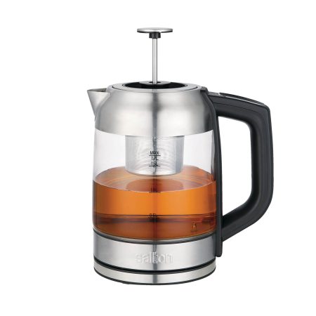 Salton Cordless Temperature Control Electric Kettle w/ Tea Infuser/Steeper & Auto Shut Off, Glass, 1.7L