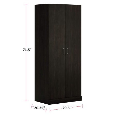 Sauder  2-Door Wardrobe/Armoire Clothes Storage Cabinet With Hanger Rod & Shelves, Espresso