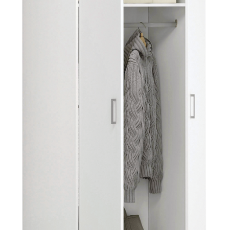 Sauder 2-Door Wardrobe/Armoire Clothes Storage Cabinet With Hanger Rod & Shelves, White