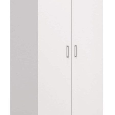 Sauder 2-Door Wardrobe/Armoire Clothes Storage Cabinet With Hanger Rod & Shelves, White