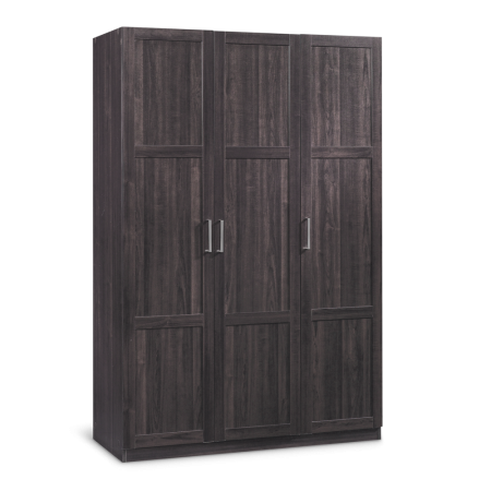 Sauder 3-Door Wardrobe/Armoire Clothes Storage Cabinet With Hanger Rod & Shelves, Cinnamon