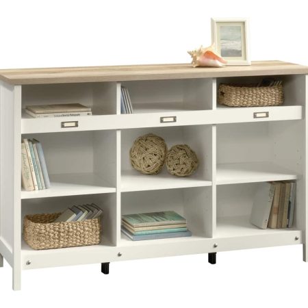 Sauder Adept Open Shelf Credenza/TV Stand/Console Table With Cubby Storage, Soft White