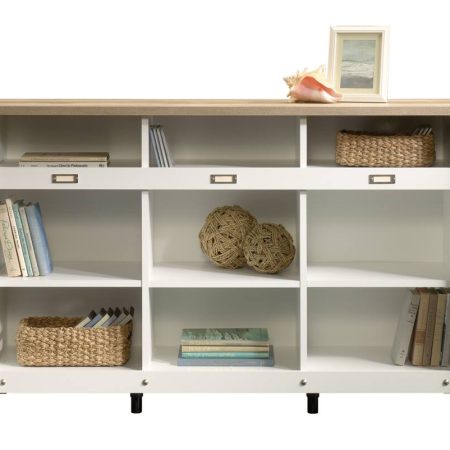 Sauder Adept Open Shelf Credenza/TV Stand/Console Table With Cubby Storage, Soft White