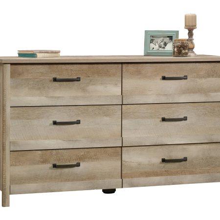 Sauder Cannery Bridge 6-Drawer Double Dresser/Chest Bedroom Storage, Lintel Oak Finish