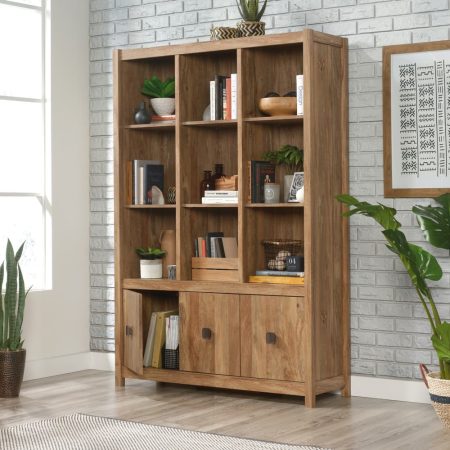 Sauder Cannery Bridge 3-Door Bookcase/Bookshelf Storage Cabinet, Sindoori Mango Finish