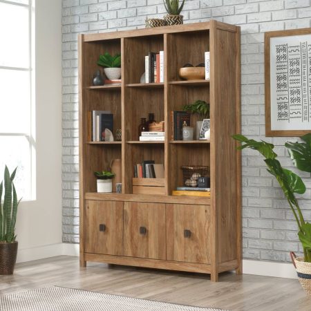 Sauder Cannery Bridge 3-Door Bookcase/Bookshelf Storage Cabinet, Sindoori Mango Finish