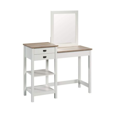 Sauder Cottage Road Open-Storage Vanity with Mirror, Soft White