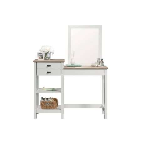 Sauder Cottage Road Open-Storage Vanity with Mirror, Soft White