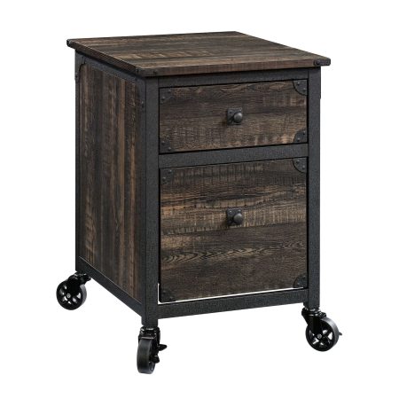 Sauder Steel Pedestal River File Cabinet with Drawers, Carbon Oak