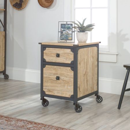 Sauder Steel Pedestal River File Cabinet with Drawers, Milled Mesquite