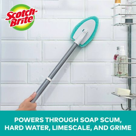 3M Scotch-Brite Non-Scratch Shower & Bath Scrubber/Scrub Brush with Extendable Handle