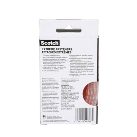 Scotch UV Resistant Extreme Fasteners, Clear, 10-lbs, 1-in x 4-ft, 2-pk