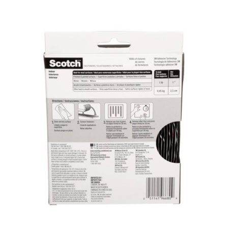 Scotch Indoor Fasteners, Black, 3-lbs, 0.75-in x 15-ft, 1-pk