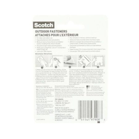 Scotch UV Resistant Outdoor Fasteners, Black, 5-lbs, 1 x 3-in, 4-pk