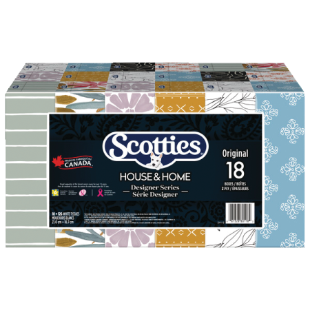 Scotties House & Home Facial Tissue, 2-Ply, 126 Sheets, 18-pk