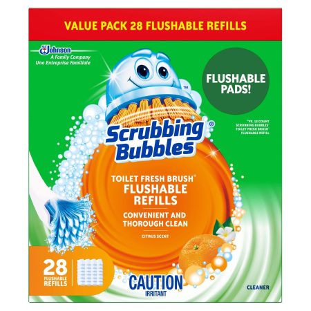 Scrubbing Bubbles Fresh Brush Toilet Cleaning Flushable Refills, Citrus Scent, 28-pk