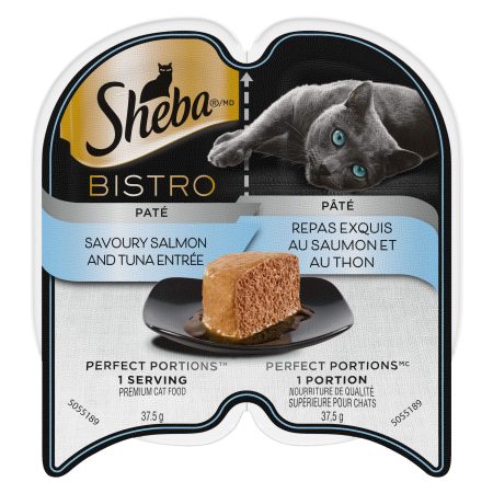 Sheba Bistro Paté Perfect Portions Wet Cat Food, Savoury Salmon & Chicken Entrée, 75-g