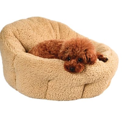 Cat Craft Anti-Slip Sherpa Calming Memory Foam Pet Bed, Washable, 20-in x 17-in, Beige