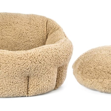 Cat Craft Anti-Slip Sherpa Calming Memory Foam Pet Bed, Washable, 20-in x 17-in, Beige