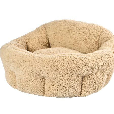 Cat Craft Anti-Slip Sherpa Calming Memory Foam Pet Bed, Washable, 20-in x 17-in, Beige