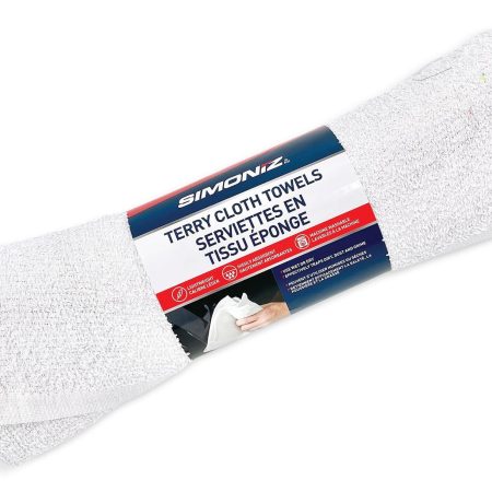 SIMONIZ Terry Cloth Towels, 16 x 19-in,White, 8-pk