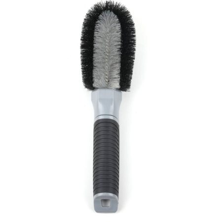 SIMONIZ Platinum Double-Loop Multi-Sided Brush Head Comfort Grip Wheel Cleaning Brush, Black & Grey, 1-pc