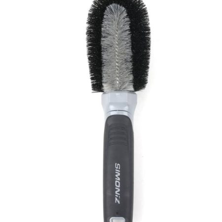 SIMONIZ Platinum Double-Loop Multi-Sided Brush Head Comfort Grip Wheel Cleaning Brush, Black & Grey, 1-pc