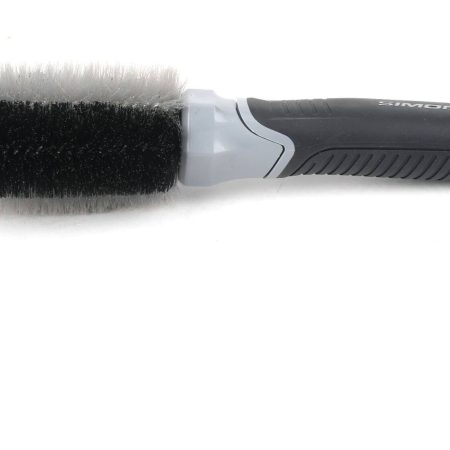 SIMONIZ Platinum Double-Loop Multi-Sided Brush Head Comfort Grip Wheel Cleaning Brush, Black & Grey, 1-pc