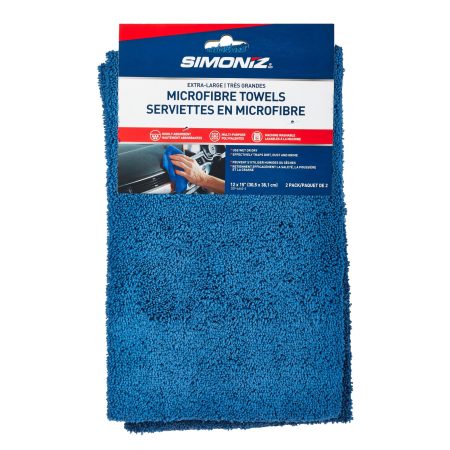 SIMONIZ Microfibre Multi-Purpose Edgeless Towels, 12 x 15-in, Blue, 2-pk