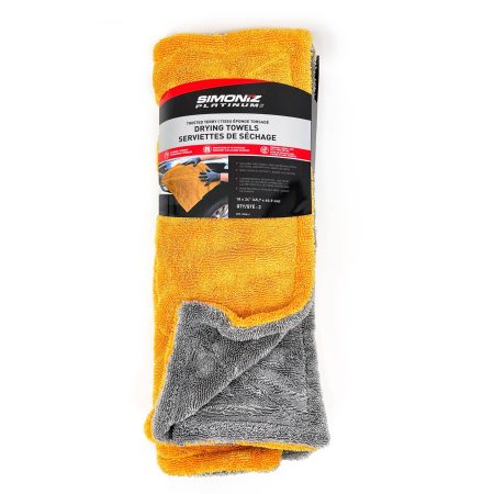 SIMONIZ Platinum Twisted Terry Drying Towels, 1000 GSM, Machine Washable, Grey, 2-pk