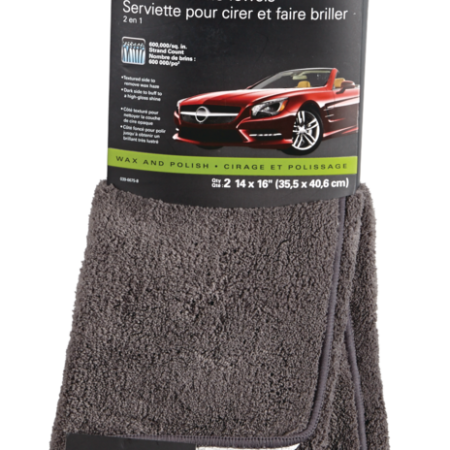 SIMONIZ Platinum 2-in-1 Wax & Shine Towels, 14-in x 16-in, Grey, 2-pk