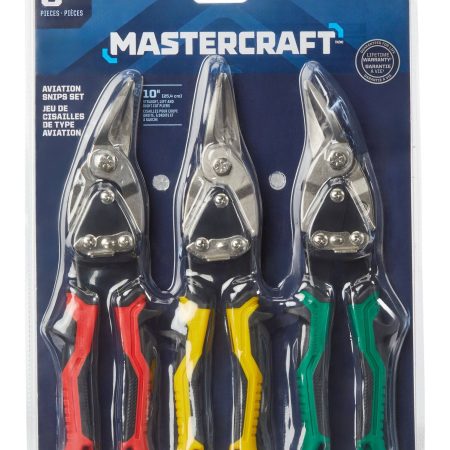 Mastercraft Aviation Snips, Locking Latch, Cr-V Steel, 10-in, 3-pk