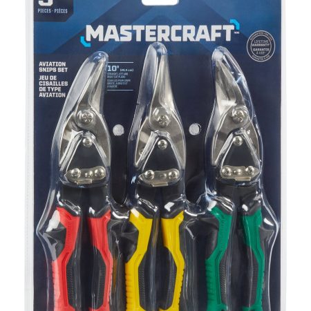 Mastercraft Aviation Snips, Locking Latch, Cr-V Steel, 10-in, 3-pk