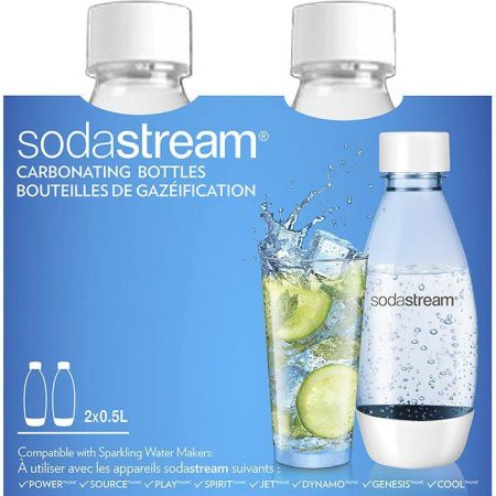 SodaStream Fuse Carbonating Bottles, BPA-Free, White, 0.5L, 2-pk