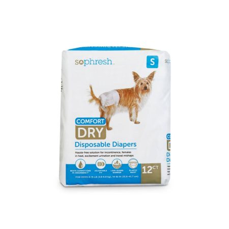 So Phresh Leak Guard Disposable Dog Diapers, Adjustable Fit, Assorted Sizes, 12-pk