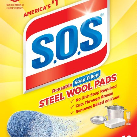 SOS All-Purpose No-Scratch Steel Wool Soap Pads / Scrub Sponges, 10-pk