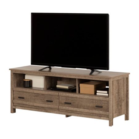 South Shore Exhibit TV Stand with Storage, Weathered Oak