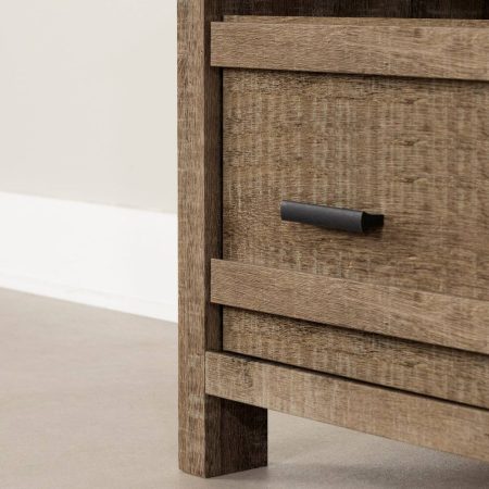 South Shore Exhibit TV Stand with Storage, Weathered Oak