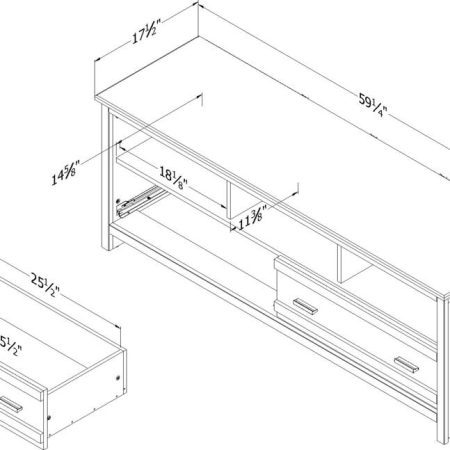 South Shore Exhibit TV Stand with Storage, Weathered Oak