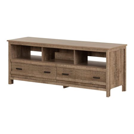 South Shore Exhibit TV Stand with Storage, Weathered Oak