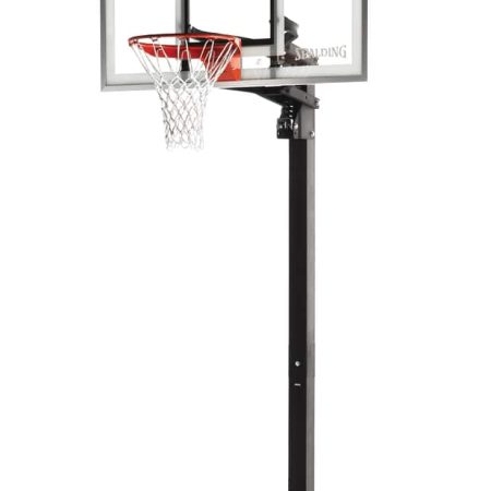 Spalding Tempered Glass In-Ground Adjustable Outdoor Basketball Backboard, Hoop & Net System, 60-in