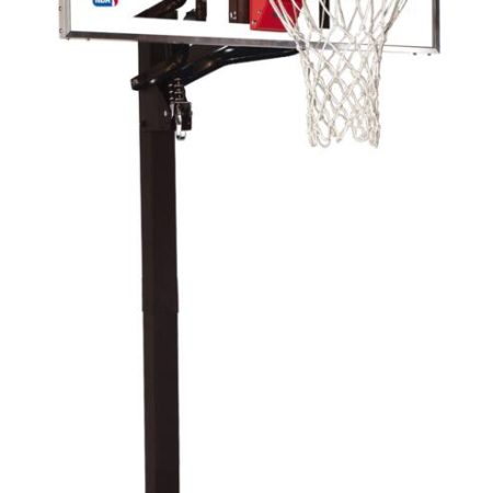 Spalding Tempered Glass In-Ground Adjustable Outdoor Basketball Backboard, Hoop & Net System, 60-in