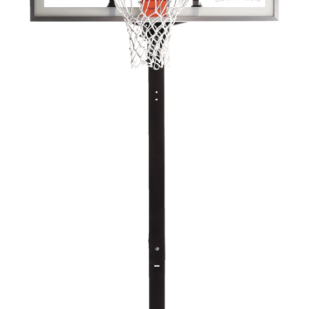 Spalding Tempered Glass In-Ground Adjustable Outdoor Basketball Backboard, Hoop & Net System, 60-in