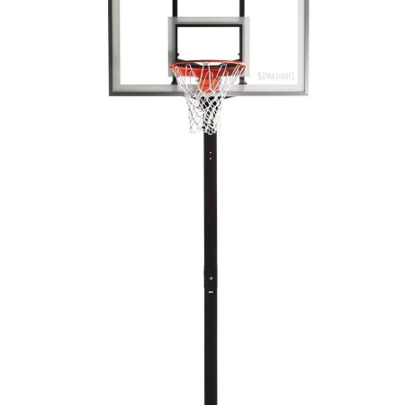 Spalding Tempered Glass In-Ground Adjustable Outdoor Basketball Backboard, Hoop & Net System, 60-in