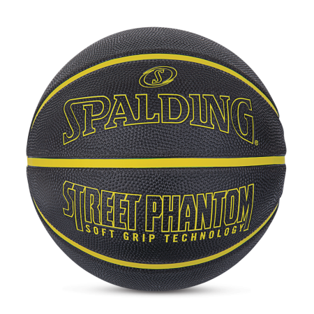 Spalding Street Phantom Indoor/Outdoor Rubber Basketball, Official Size 7 (29.5-in), Black