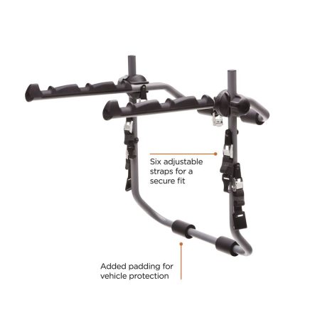 SportRack SR3162 Back-Up 3-Bike Trunk Mount Bike Rack w/ 6 Adjustable Straps, Granite Grey