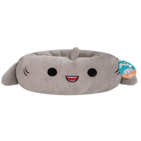 Squishmallows Gordon Shark Round Bolster Pet Bed, 24-in, Grey