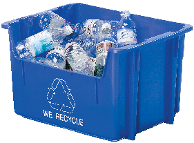 Orbis Plastic Rectangular Stacking Recycling Blue Box/Garbage Can, Blue, 47-L