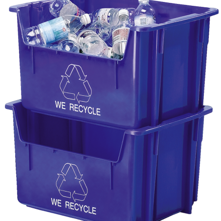 Orbis Plastic Rectangular Stacking Recycling Blue Box/Garbage Can, Blue, 47-L